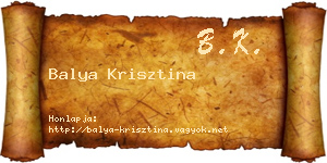 Balya Krisztina névjegykártya